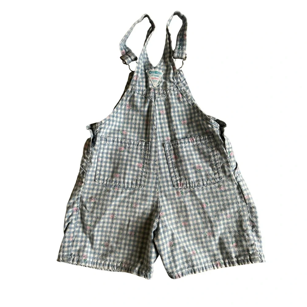 Vintage Oshkosh Floral Gingham Shortalls Toddler Girl 5 Bibs Cottagecore Boho
